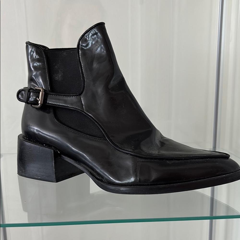 Zara Glossy Black Ankle Booties